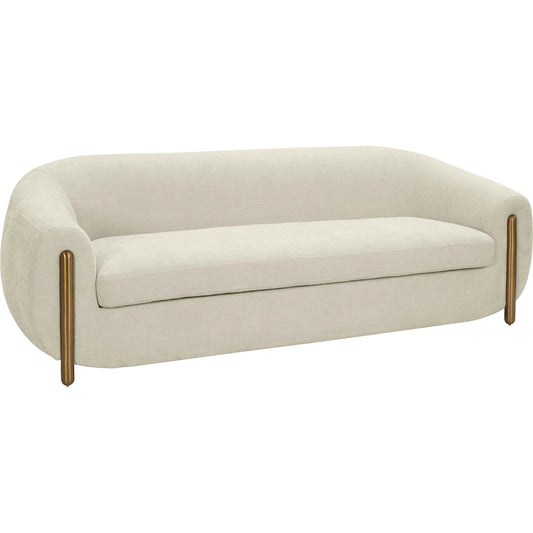 Lina Chenille Textured Sofa by TOV Furniture in cream. Made from chenille, stainless steel, wood in a modern style.