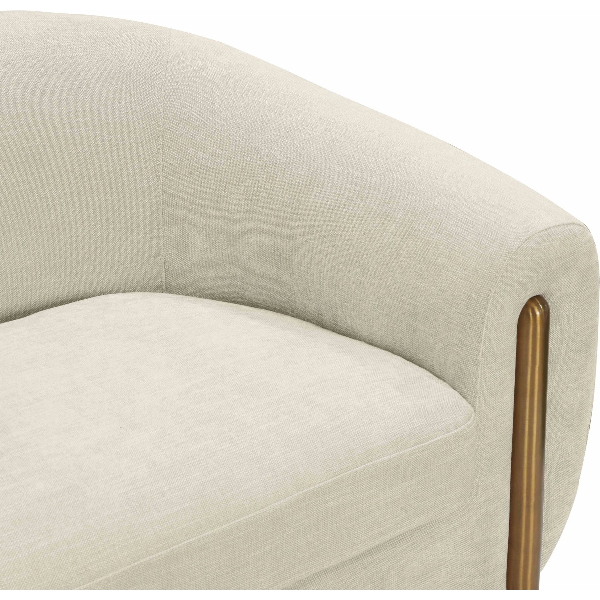 Lina Chenille Textured Sofa by TOV Furniture in cream. Made from chenille, stainless steel, wood in a modern style.