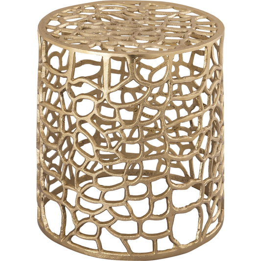 Sophia Gold Side Table by TOV Furniture in natural. Made from aluminum in a transitional style.