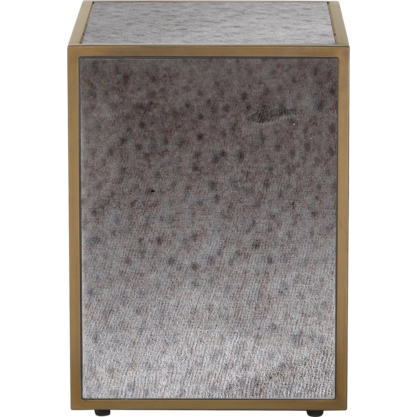 002 SI-1984272 | Additional Silo | Lana Mirrored Side Table by TOV Furniture in antique mirror. Made from glass, iron, mdf in a modern style.
