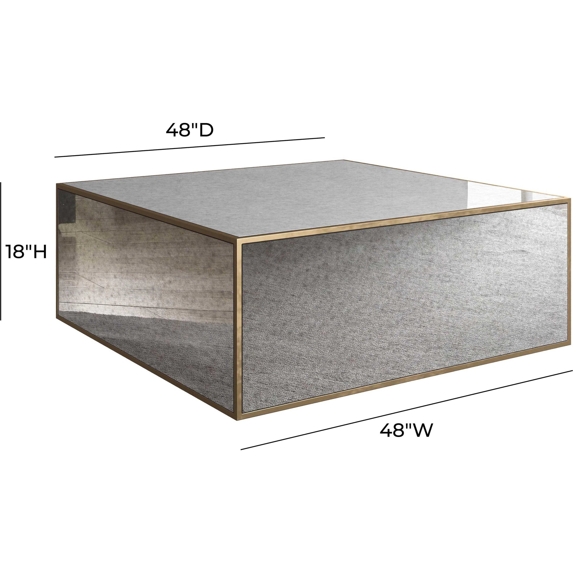 Lana Mirrored Coffee Table by TOV Furniture in antique mirror. Made from glass, iron, mdf in a modern style.