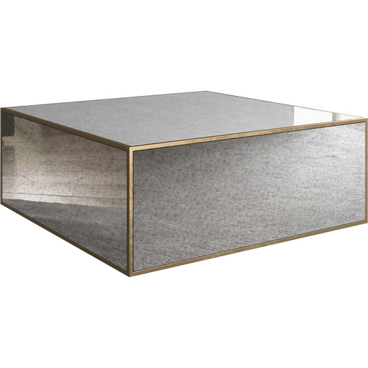 Lana Mirrored Coffee Table by TOV Furniture in antique mirror. Made from glass, iron, mdf in a modern style.