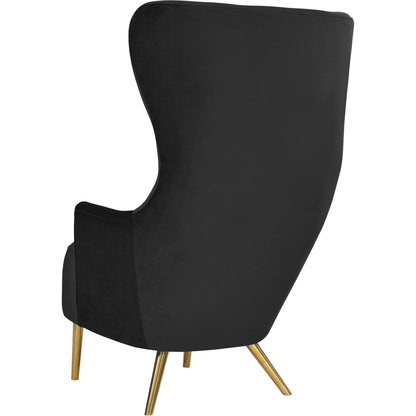 Julia Velvet Wingback Chair by TOV Furniture in black. Made from velvet, plywood, stainless steel in a transitional style.