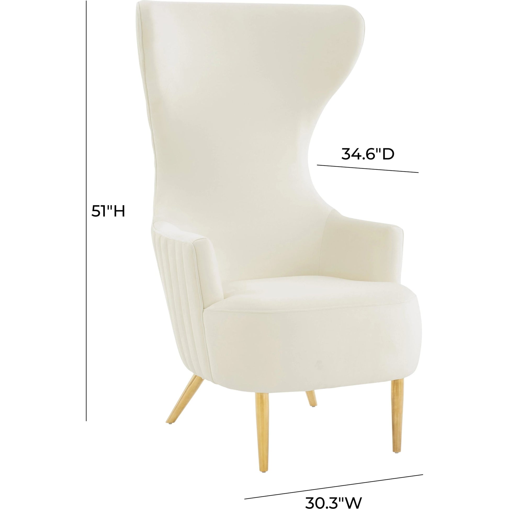 Julia Velvet Channel Tufted Wingback Chair by TOV Furniture. Made from velvet, wood in a modern style.