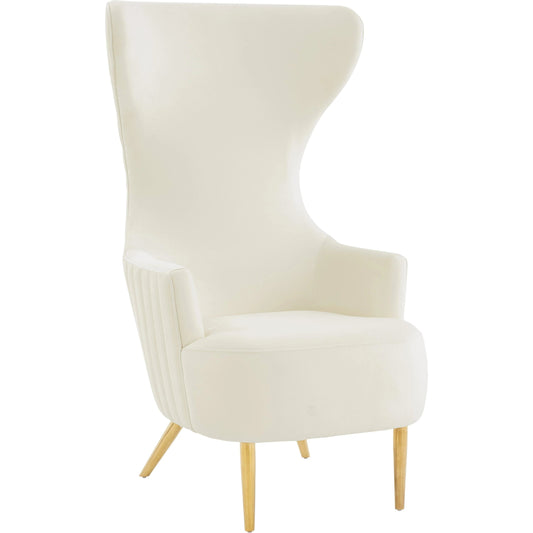 Julia Velvet Channel Tufted Wingback Chair by TOV Furniture. Made from velvet, wood in a modern style.