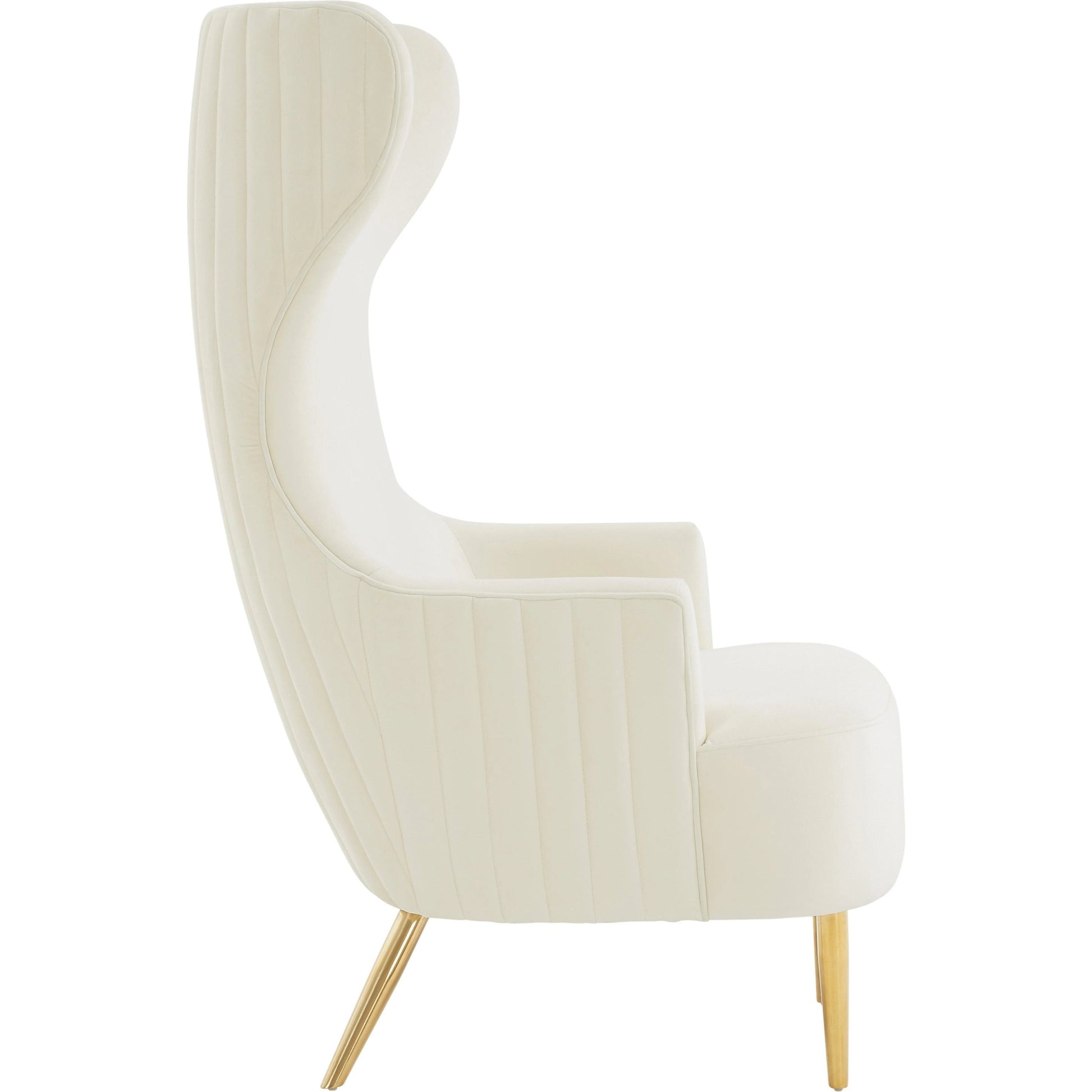 Julia Velvet Channel Tufted Wingback Chair by TOV Furniture. Made from velvet, wood in a modern style.