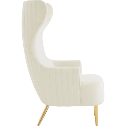 Julia Velvet Channel Tufted Wingback Chair by TOV Furniture. Made from velvet, wood in a modern style.