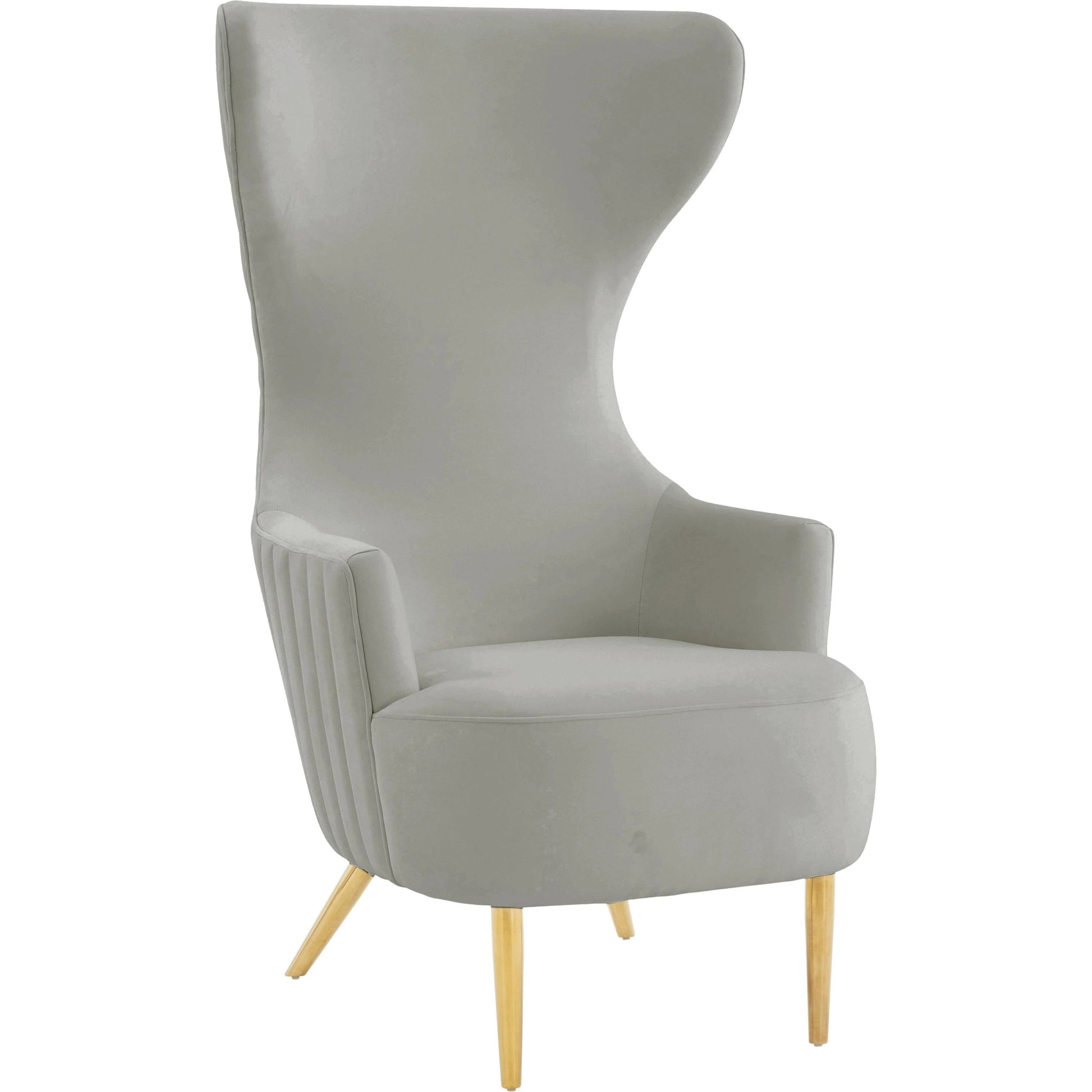 Julia Velvet Channel Tufted Wingback Chair by TOV Furniture. Made from velvet, wood in a modern style.