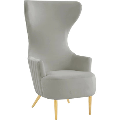 Julia Velvet Channel Tufted Wingback Chair by TOV Furniture. Made from velvet, wood in a modern style.