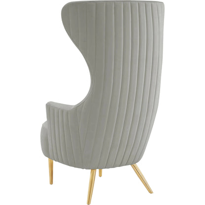 Julia Velvet Channel Tufted Wingback Chair by TOV Furniture. Made from velvet, wood in a modern style.