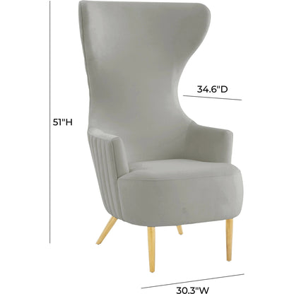 Julia Velvet Channel Tufted Wingback Chair by TOV Furniture. Made from velvet, wood in a modern style.