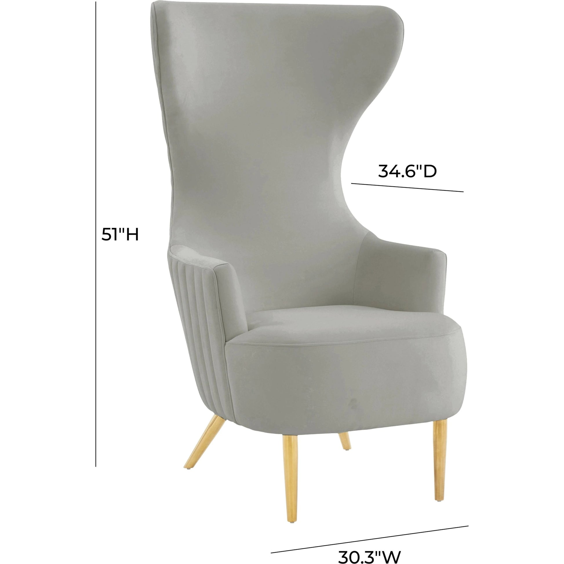 Julia Velvet Channel Tufted Wingback Chair by TOV Furniture. Made from velvet, wood in a modern style.
