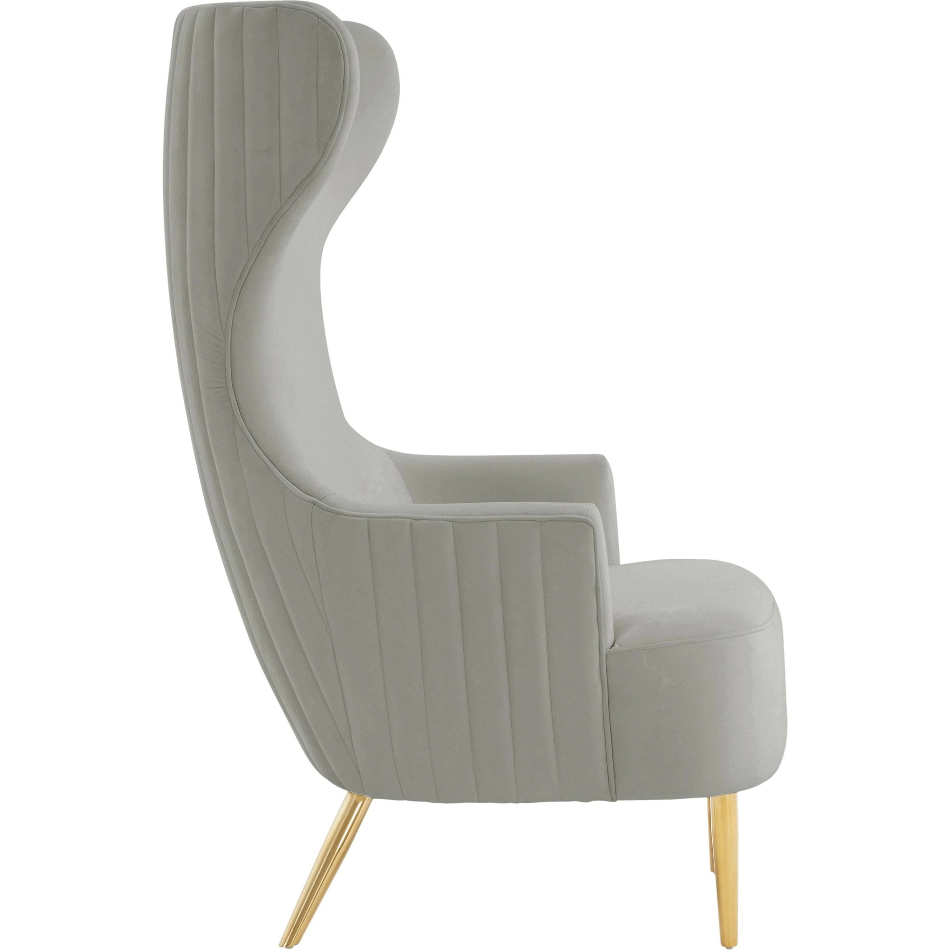 Julia Velvet Channel Tufted Wingback Chair by TOV Furniture. Made from velvet, wood in a modern style.