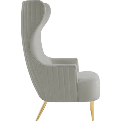 Julia Velvet Channel Tufted Wingback Chair by TOV Furniture. Made from velvet, wood in a modern style.