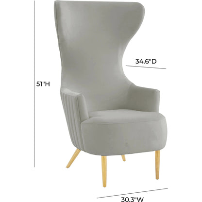Julia Velvet Channel Tufted Wingback Chair by TOV Furniture. Made from velvet, wood in a modern style.
