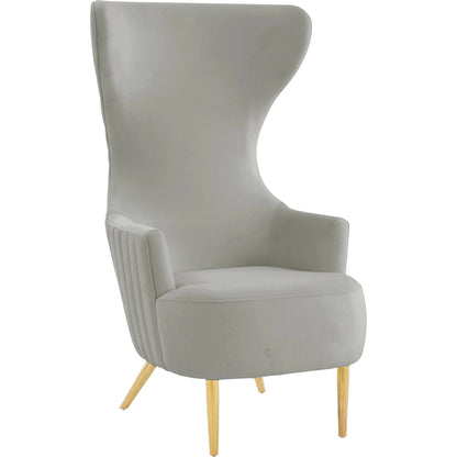 Julia Velvet Channel Tufted Wingback Chair by TOV Furniture. Made from velvet, wood in a modern style.