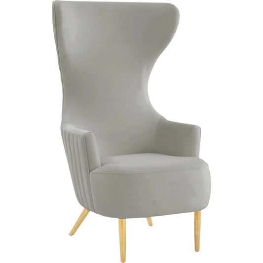 Julia Velvet Channel Tufted Wingback Chair by TOV Furniture. Made from velvet, wood in a modern style.