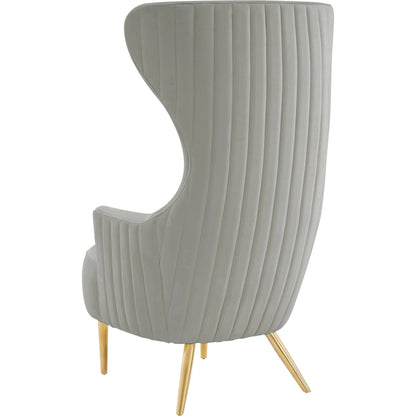 Julia Velvet Channel Tufted Wingback Chair by TOV Furniture. Made from velvet, wood in a modern style.