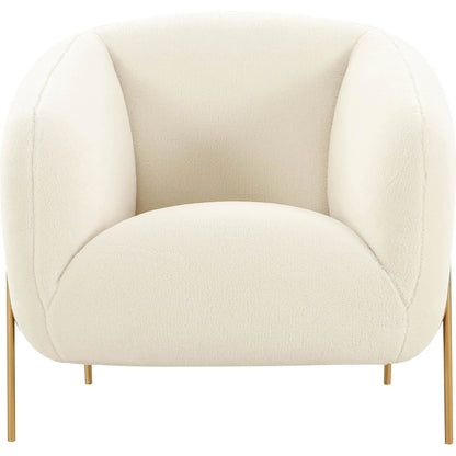 Kandra Shearling Accent Chair by TOV Furniture in cream. Made from faux shearling, iron, wood in a modern style.