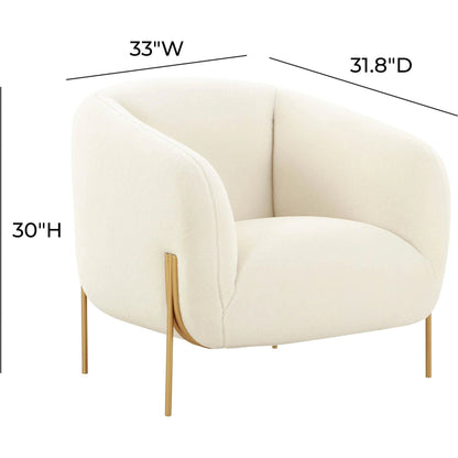 Kandra Shearling Accent Chair by TOV Furniture in cream. Made from faux shearling, iron, wood in a modern style.