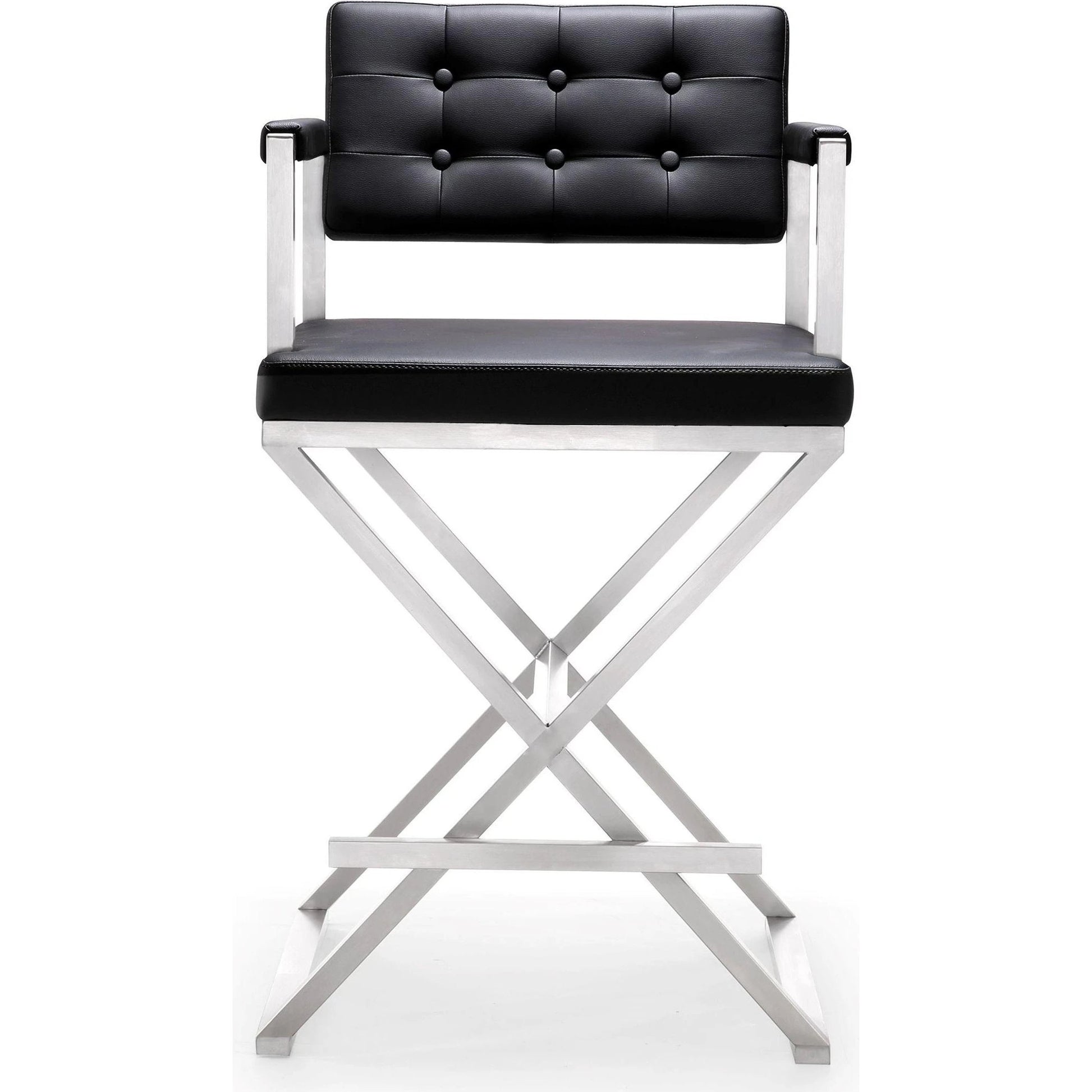 Director Counter Stool by TOV Furniture. Made from stainless steel, eco leather in a modern style.