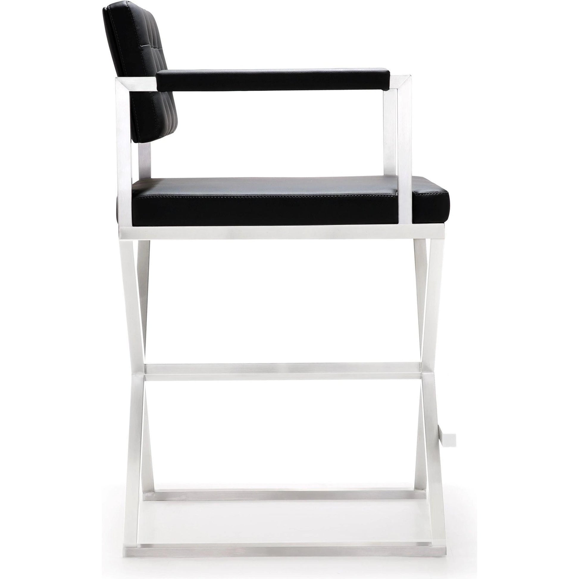Director Counter Stool by TOV Furniture. Made from stainless steel, eco leather in a modern style.