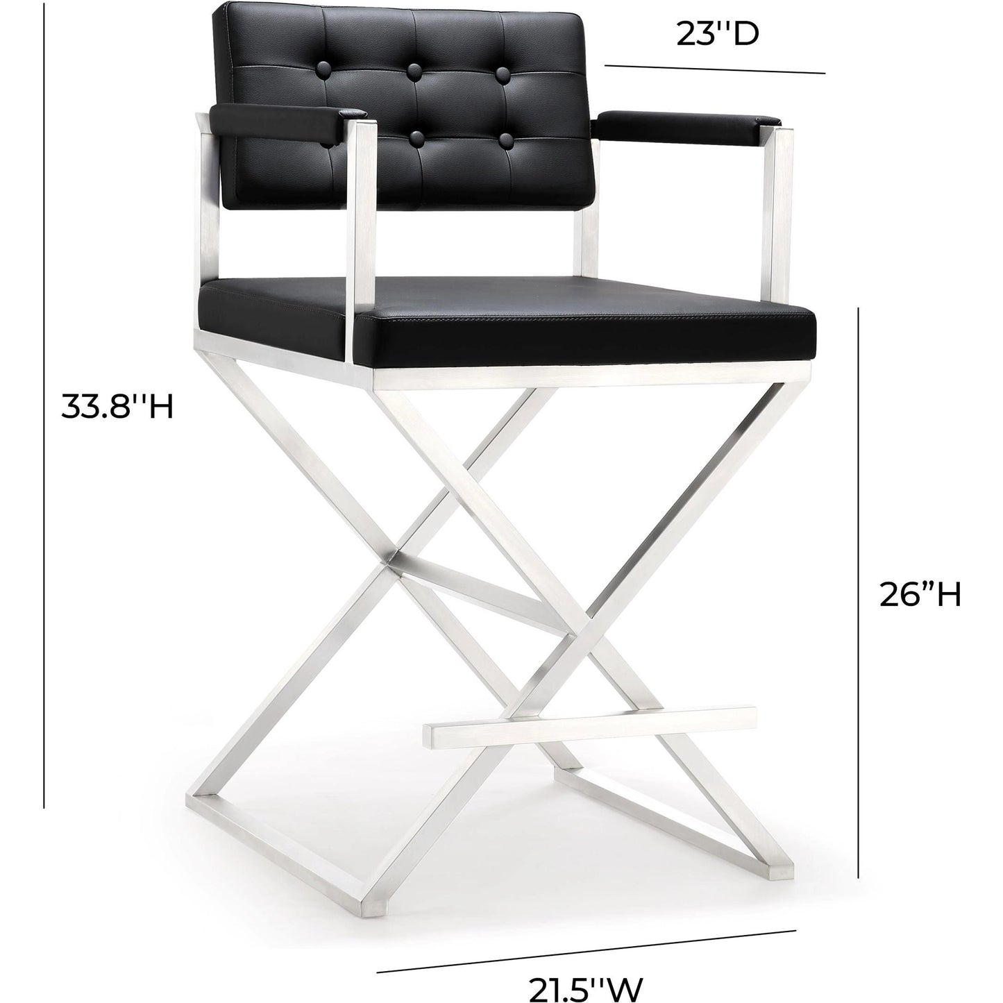 028 S-245391 | Additional Silo | Director Counter Stool by TOV Furniture. Made from stainless steel, eco leather in a modern style.