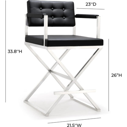 Director Counter Stool by TOV Furniture. Made from stainless steel, eco leather in a modern style.