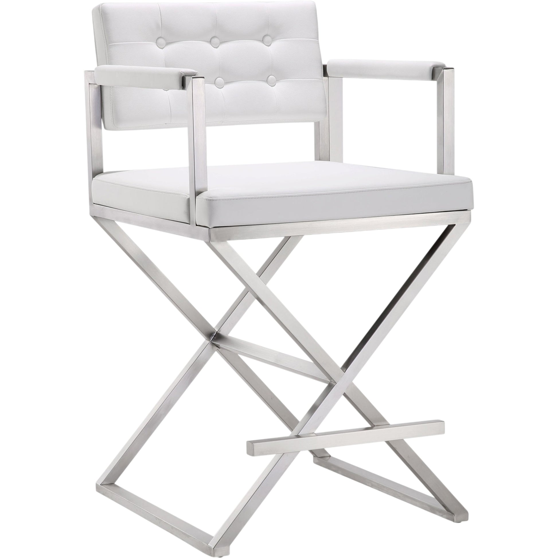 Director Counter Stool by TOV Furniture. Made from stainless steel, eco leather in a modern style.