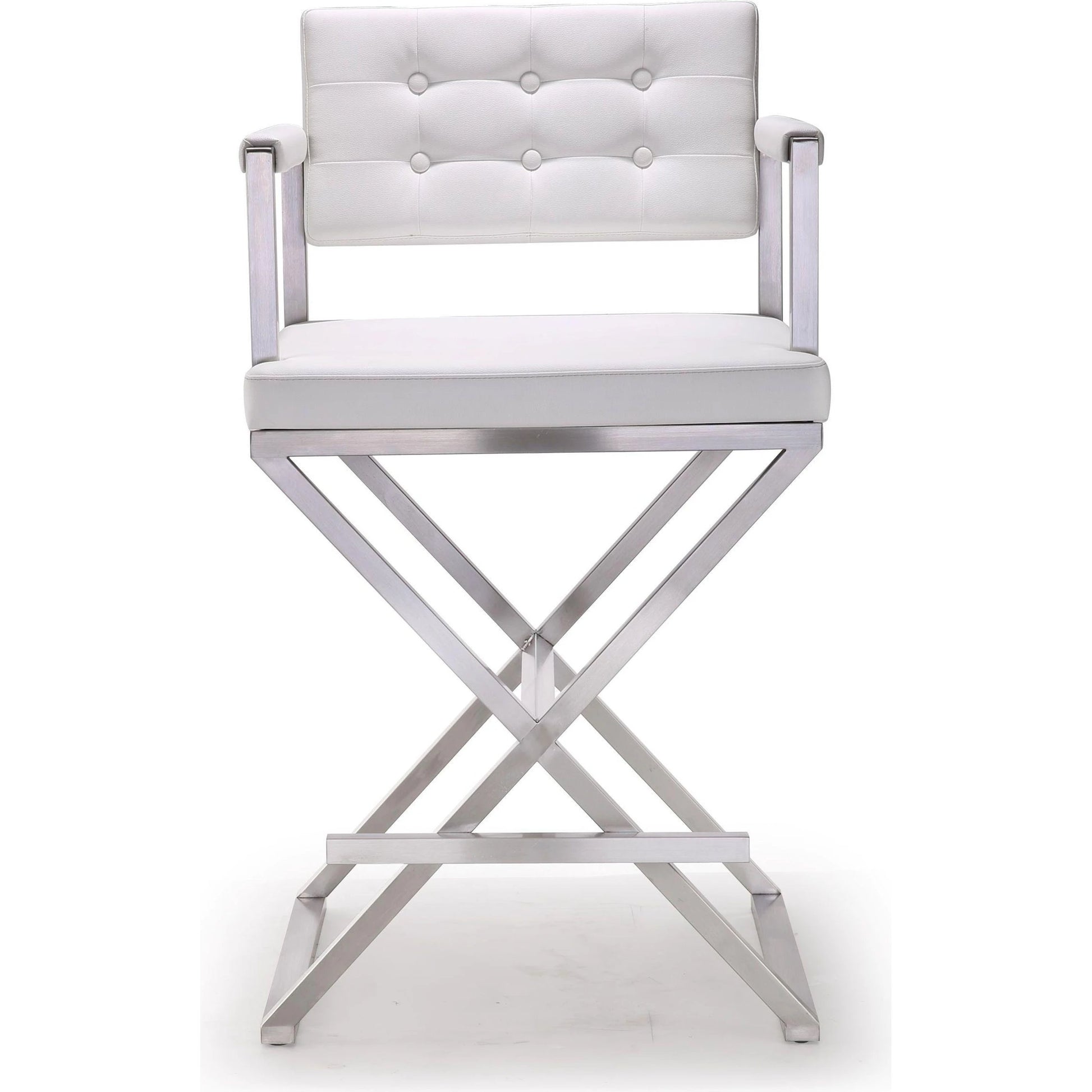 Director Counter Stool by TOV Furniture. Made from stainless steel, eco leather in a modern style.