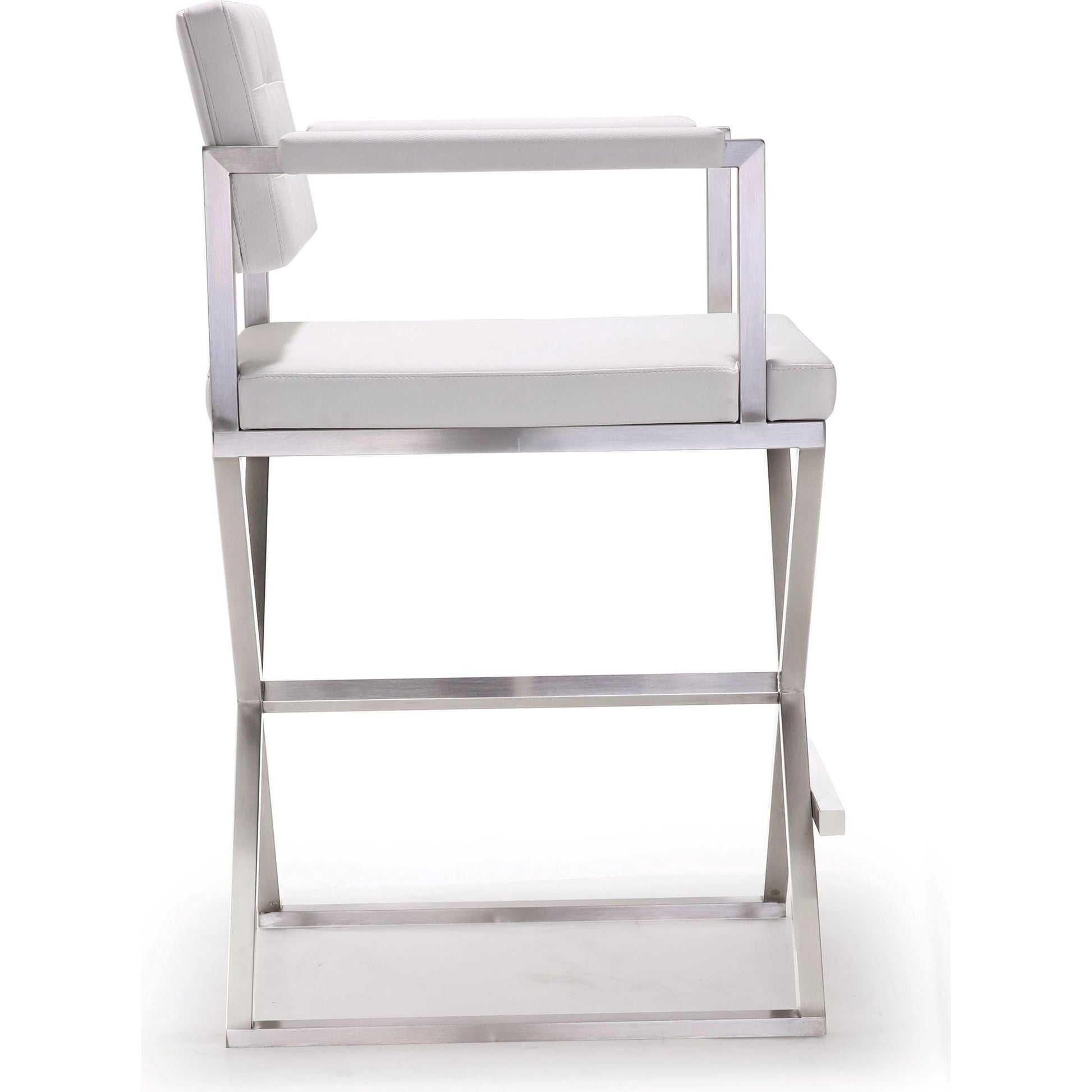 Director Counter Stool by TOV Furniture. Made from stainless steel, eco leather in a modern style.