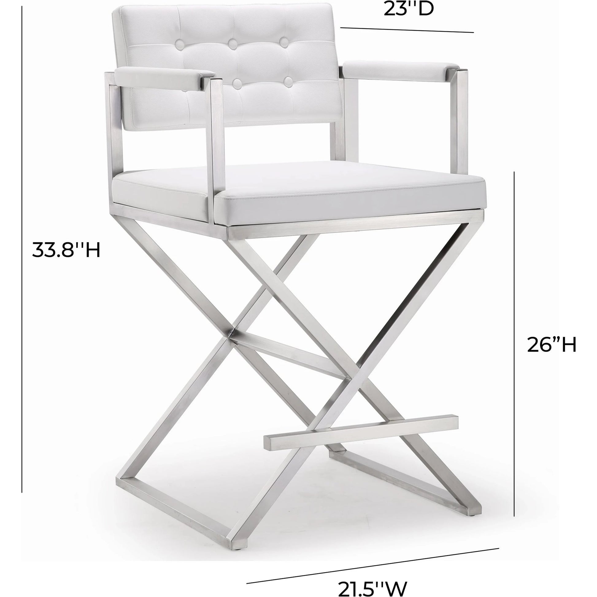 Director Counter Stool by TOV Furniture. Made from stainless steel, eco leather in a modern style.