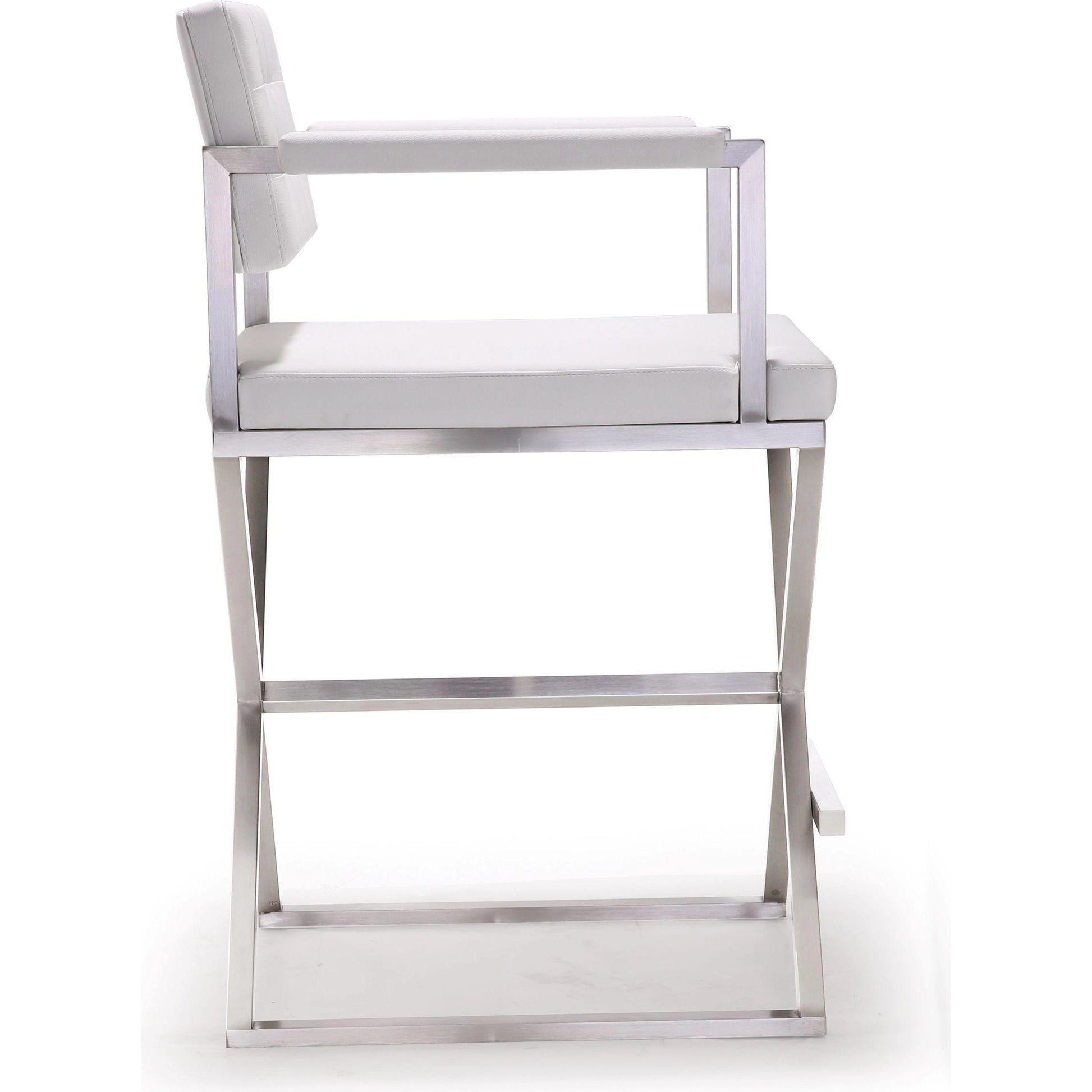 Director Counter Stool by TOV Furniture. Made from stainless steel, eco leather in a modern style.