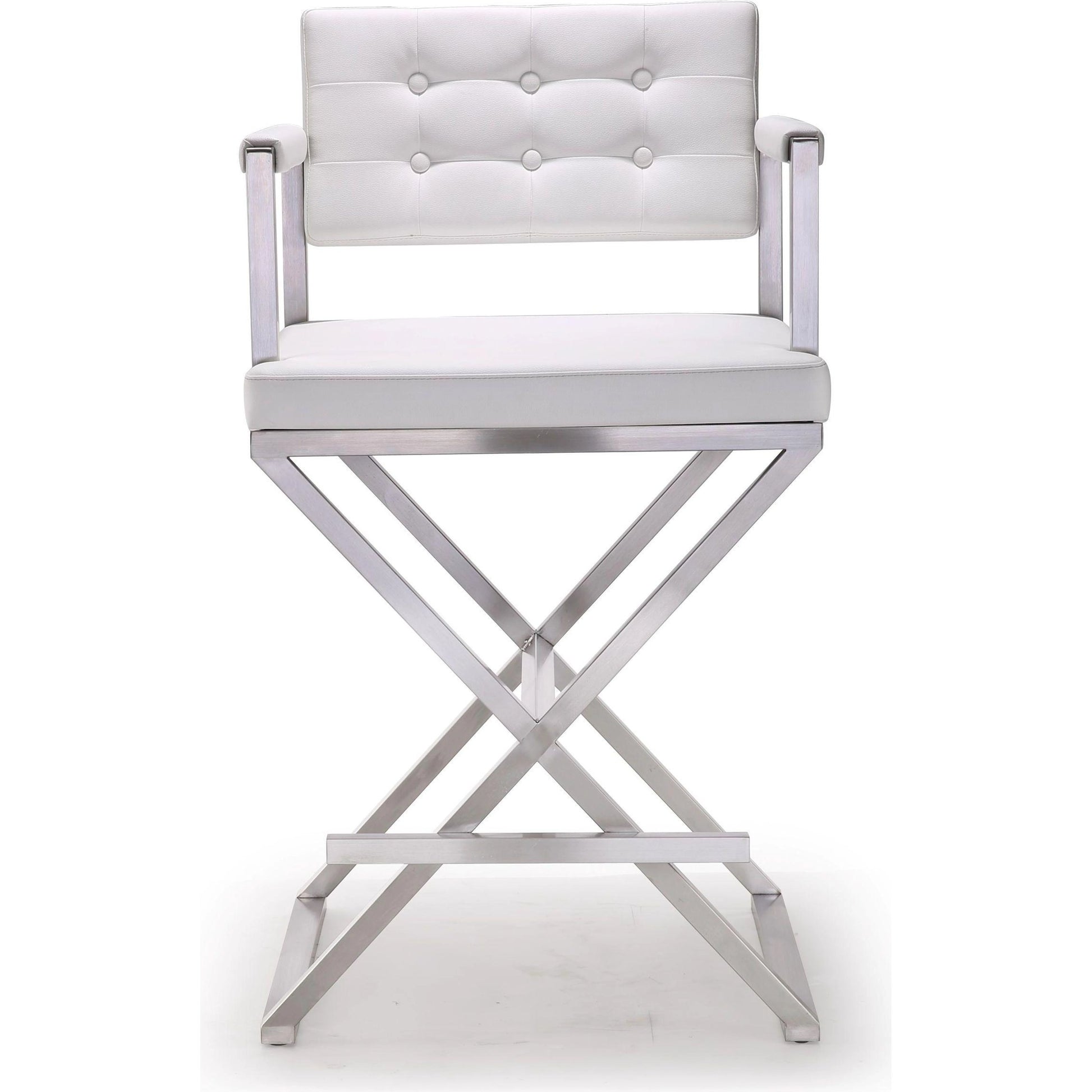 Director Counter Stool by TOV Furniture. Made from stainless steel, eco leather in a modern style.
