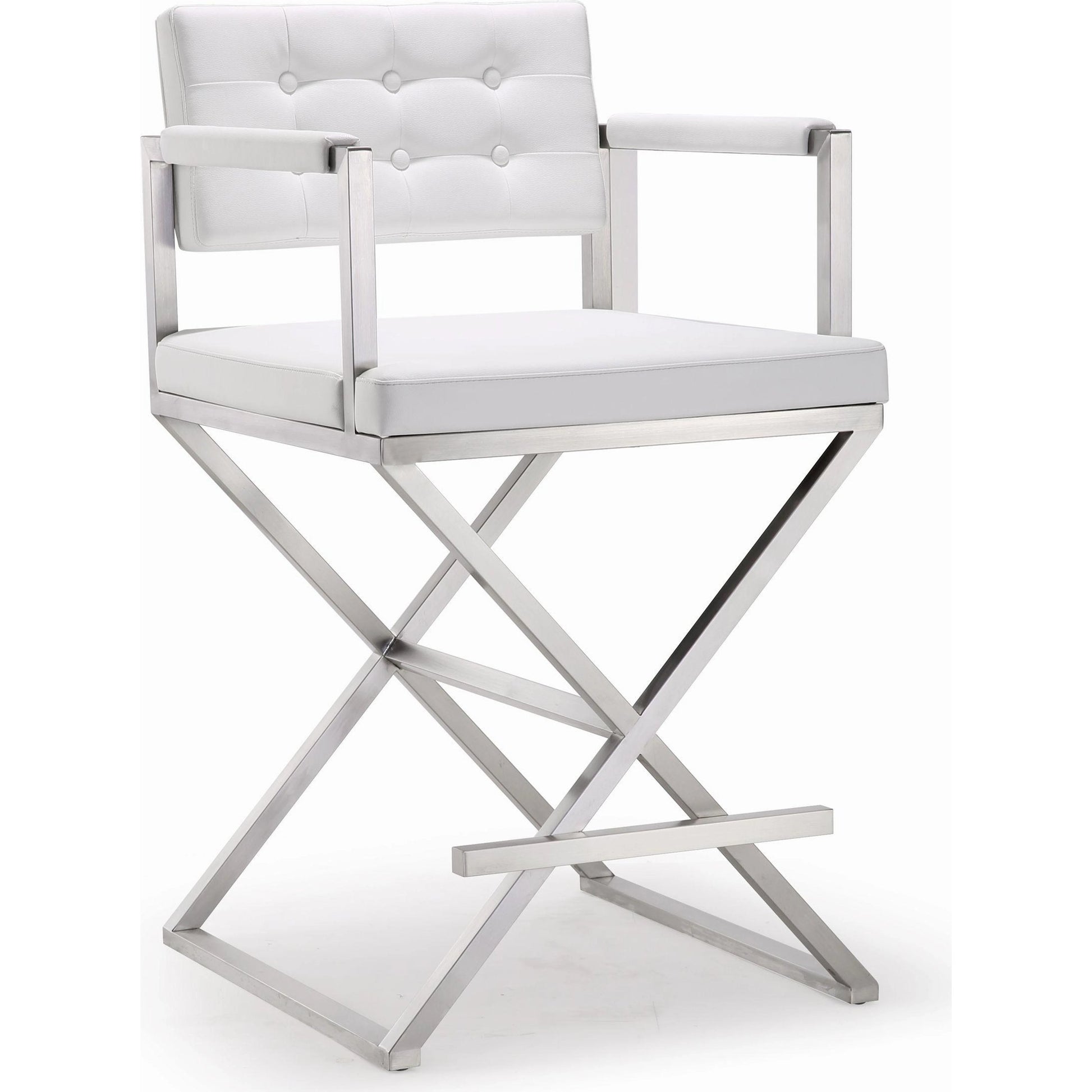 Director Counter Stool by TOV Furniture. Made from stainless steel, eco leather in a modern style.