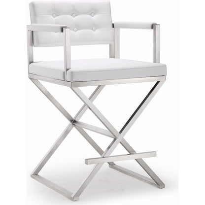 Director Counter Stool by TOV Furniture. Made from stainless steel, eco leather in a modern style.