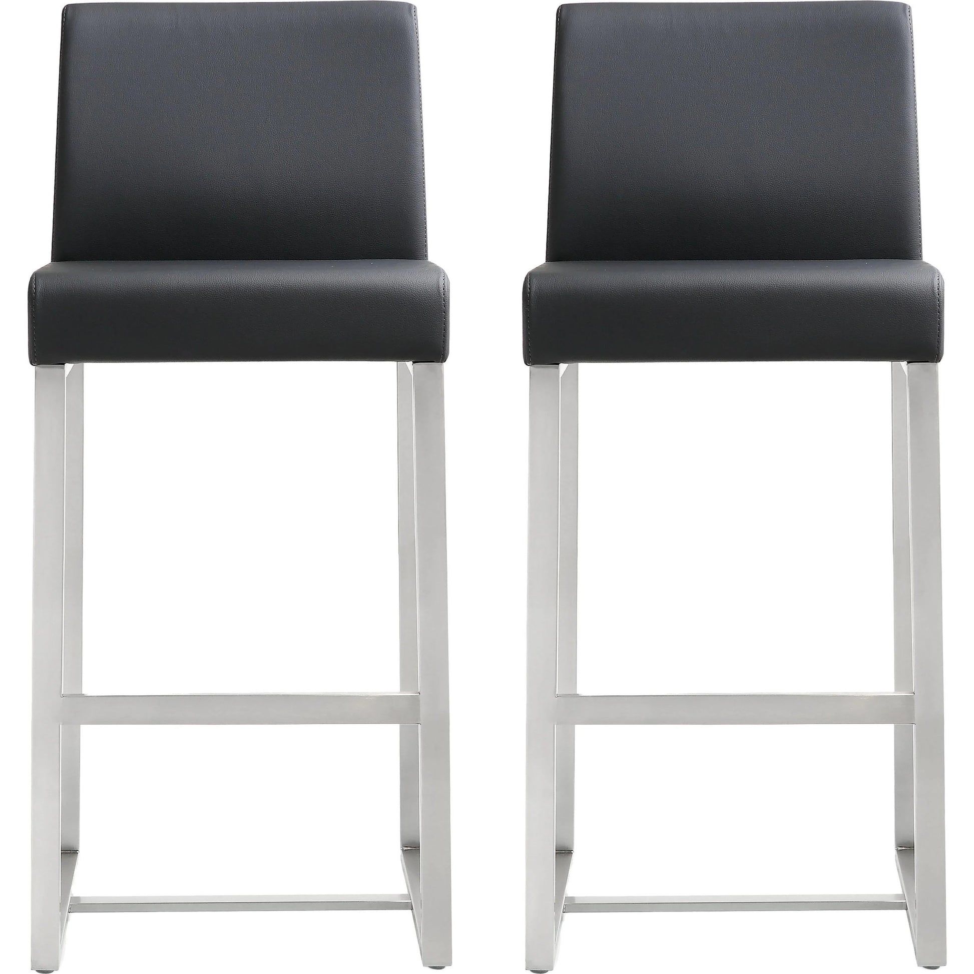 Denmark Steel Counter Stool (Set of 2) by TOV Furniture. Made from stainless steel, eco leather in a modern style.