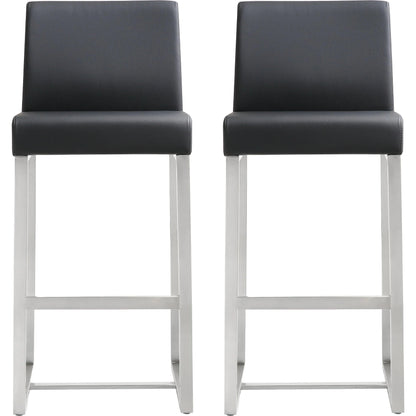 Denmark Steel Counter Stool (Set of 2) by TOV Furniture. Made from stainless steel, eco leather in a modern style.