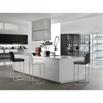 Denmark Steel Counter Stool (Set of 2) by TOV Furniture. Made from stainless steel, eco leather in a modern style.