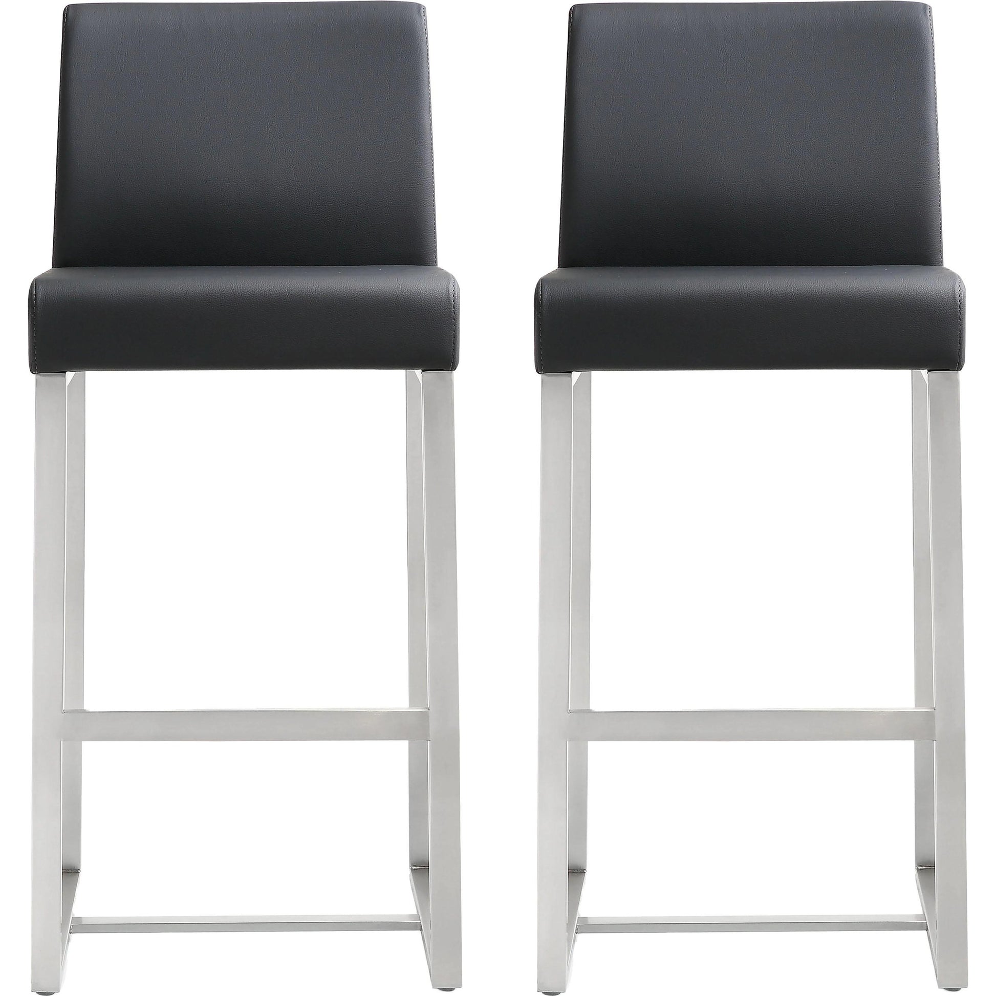 Denmark Steel Counter Stool (Set of 2) by TOV Furniture. Made from stainless steel, eco leather in a modern style.