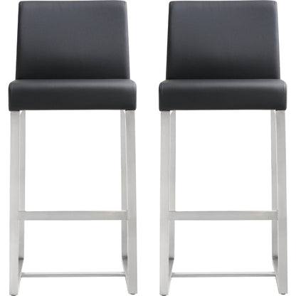Denmark Steel Counter Stool (Set of 2) by TOV Furniture. Made from stainless steel, eco leather in a modern style.