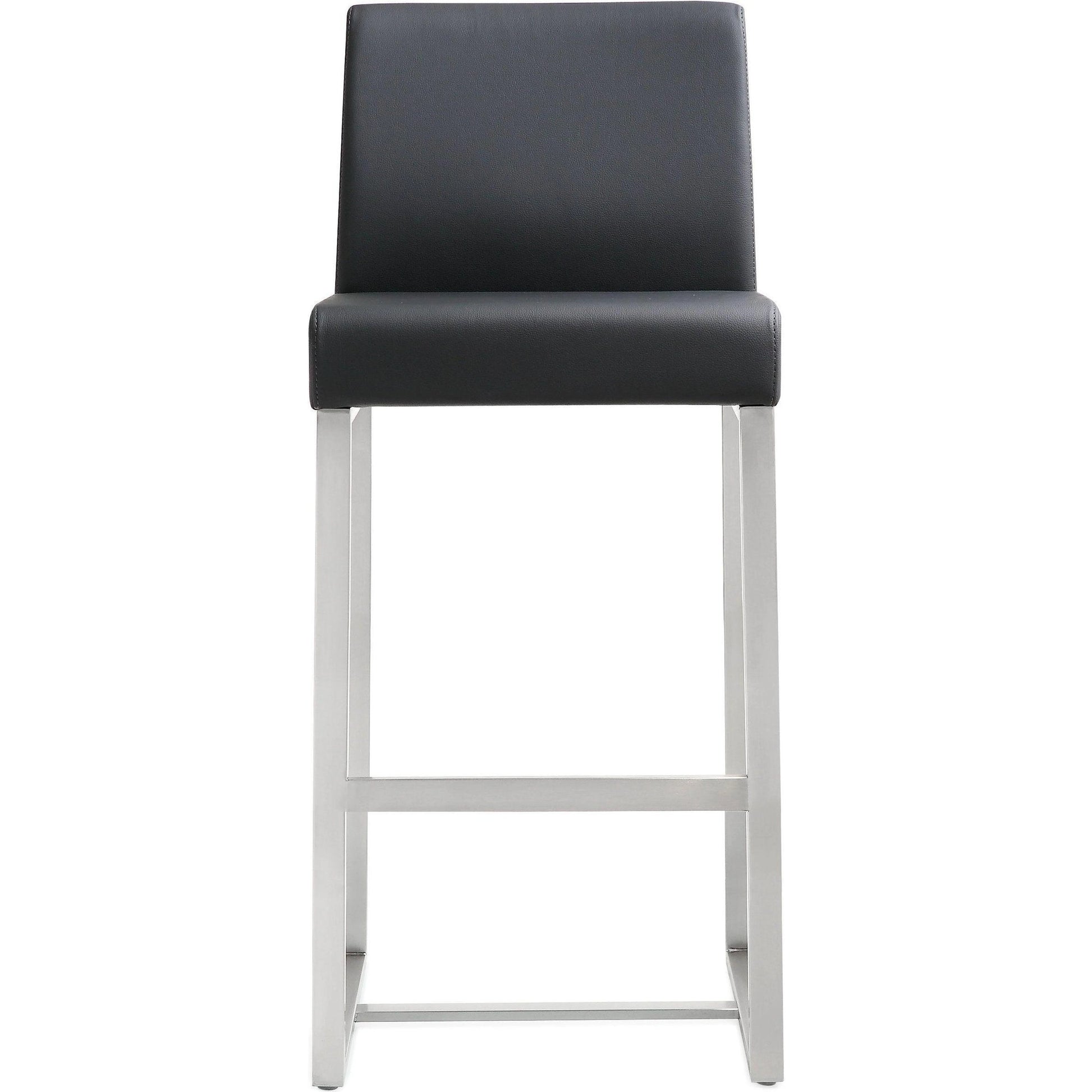 Denmark Steel Counter Stool (Set of 2) by TOV Furniture. Made from stainless steel, eco leather in a modern style.