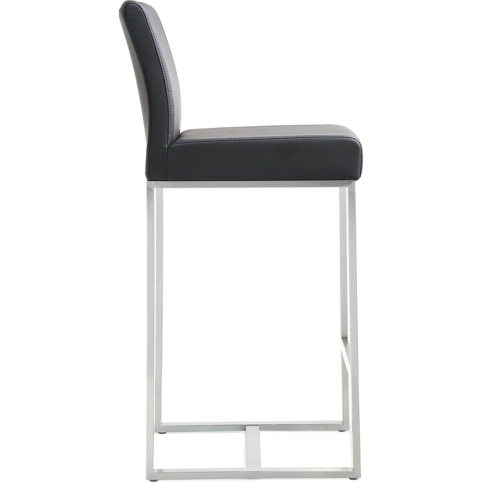 Denmark Steel Counter Stool (Set of 2) by TOV Furniture. Made from stainless steel, eco leather in a modern style.