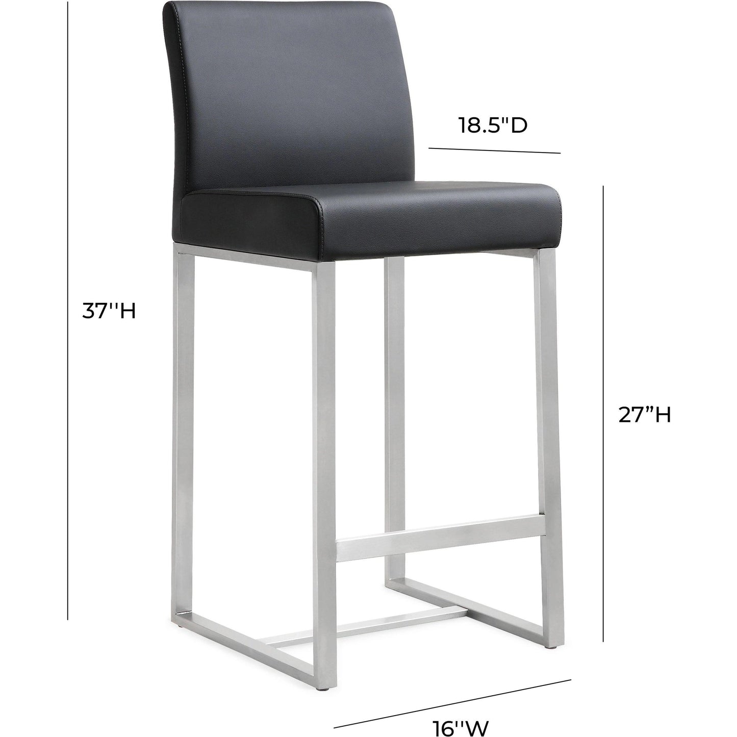 015 S-245379 | Additional Silo | Denmark Steel Counter Stool (Set of 2) by TOV Furniture. Made from stainless steel, eco leather in a modern style.