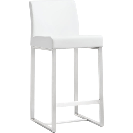 Denmark Steel Counter Stool (Set of 2) by TOV Furniture. Made from stainless steel, eco leather in a modern style.