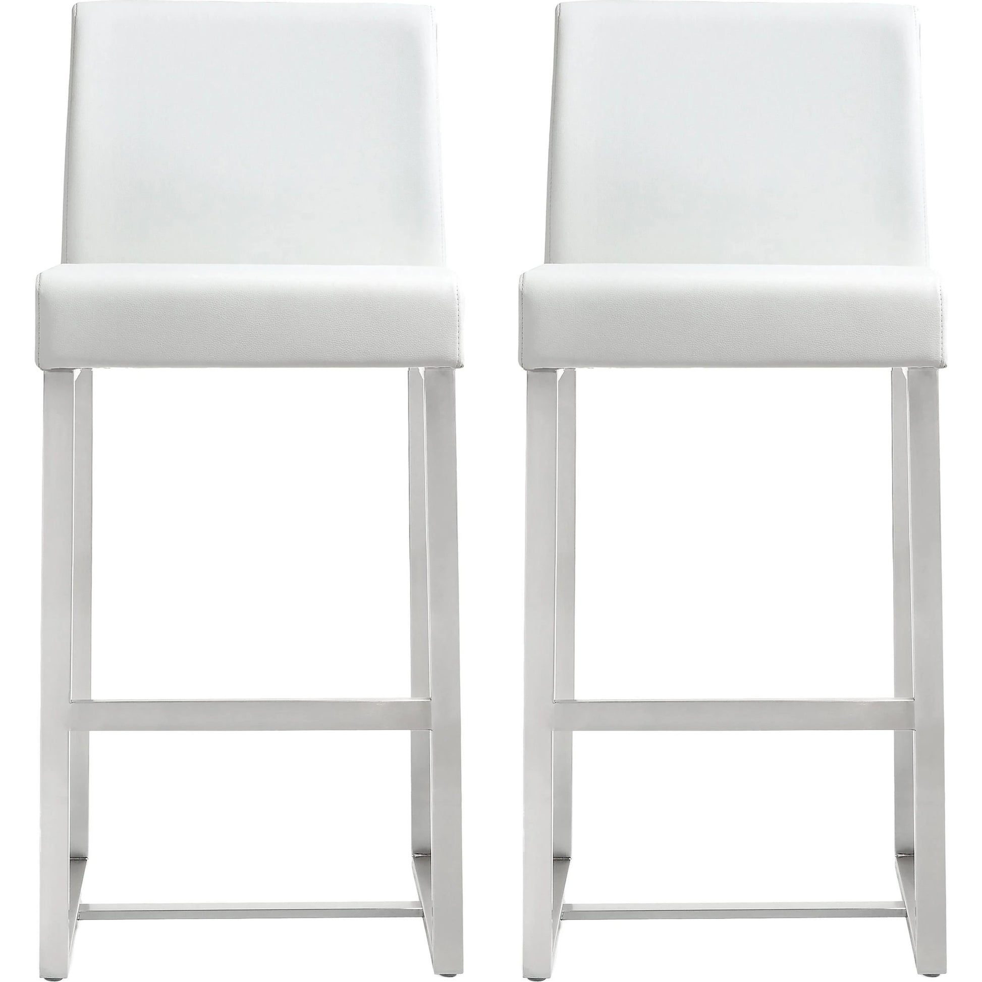 Denmark Steel Counter Stool (Set of 2) by TOV Furniture. Made from stainless steel, eco leather in a modern style.
