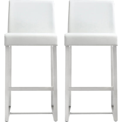 Denmark Steel Counter Stool (Set of 2) by TOV Furniture. Made from stainless steel, eco leather in a modern style.