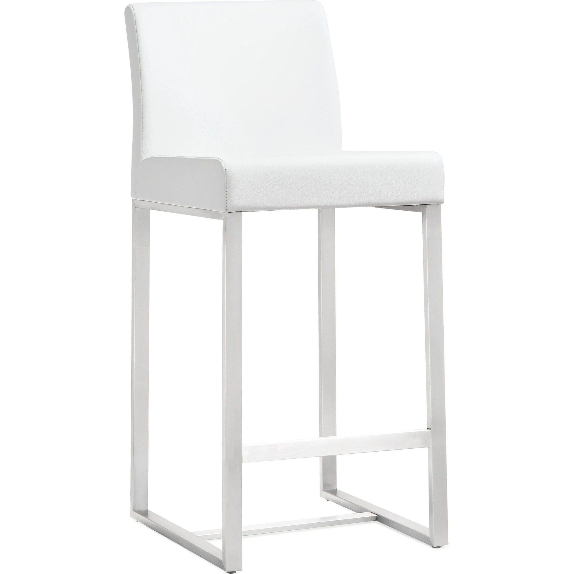 Denmark Steel Counter Stool (Set of 2) by TOV Furniture. Made from stainless steel, eco leather in a modern style.