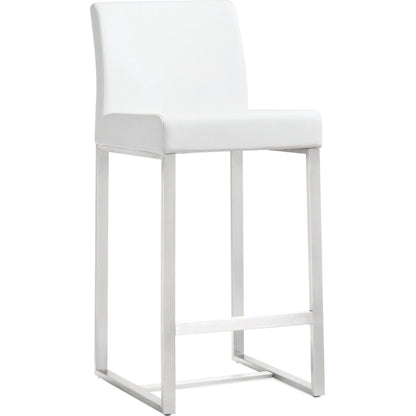 Denmark Steel Counter Stool (Set of 2) by TOV Furniture. Made from stainless steel, eco leather in a modern style.