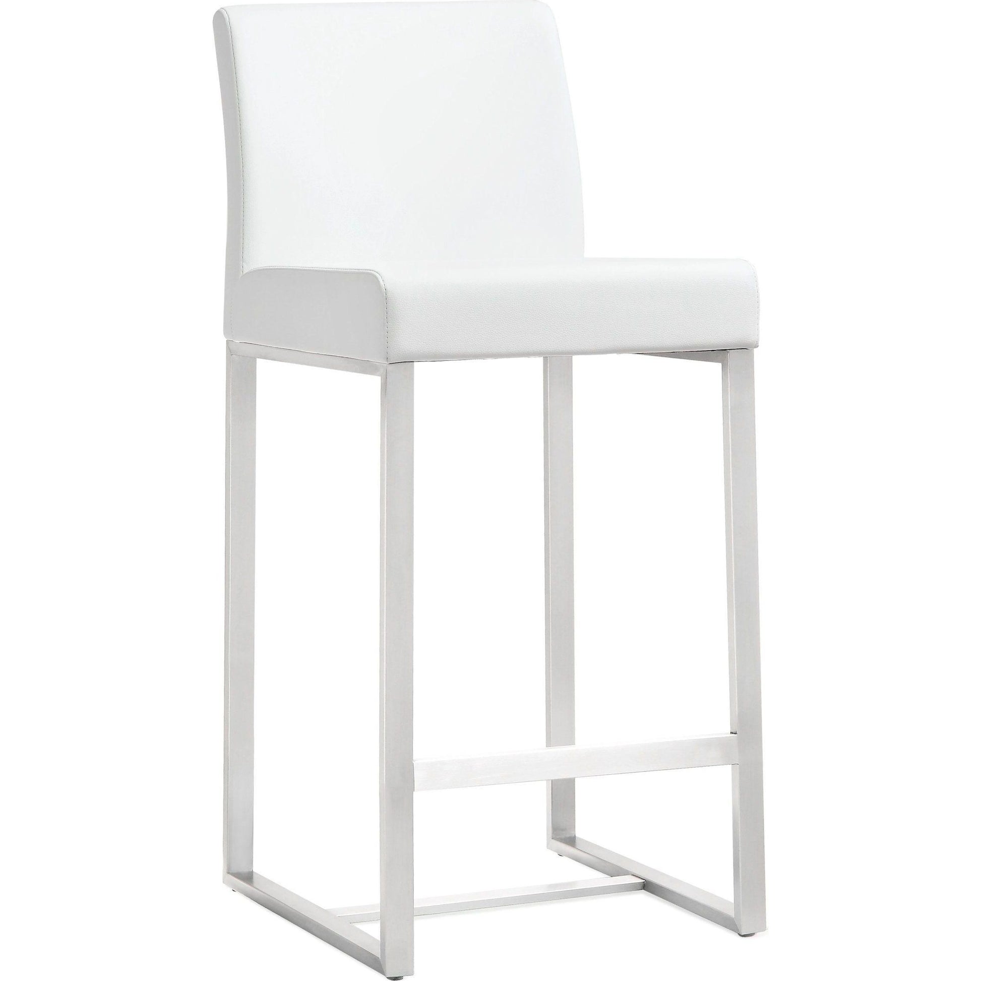 Denmark Steel Counter Stool (Set of 2) by TOV Furniture. Made from stainless steel, eco leather in a modern style.